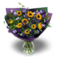Bouquet with sunflowers + lisianthus