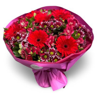 A bouquet of gerberas and chrysanthemums