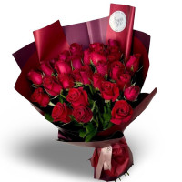 Bouquet of long "Red roses"