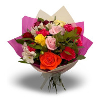Bouquet with roses and alstroemerias